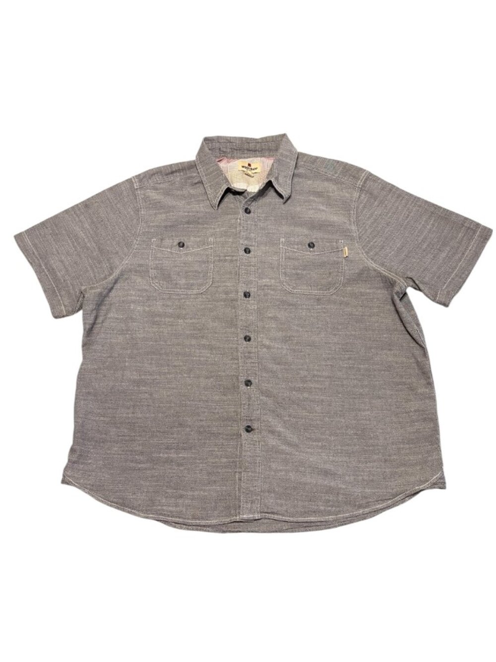 Woolrich Button Down Gray Short Sleeved Shirt Pockets Cotton Mens XXL